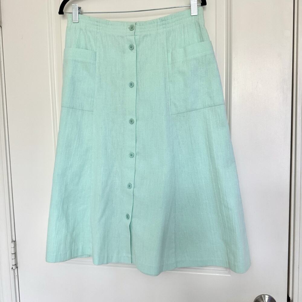 Vintage Pykettes Skirt Women's 12 Baby Blue A-line Midi Cottage Country Prairie